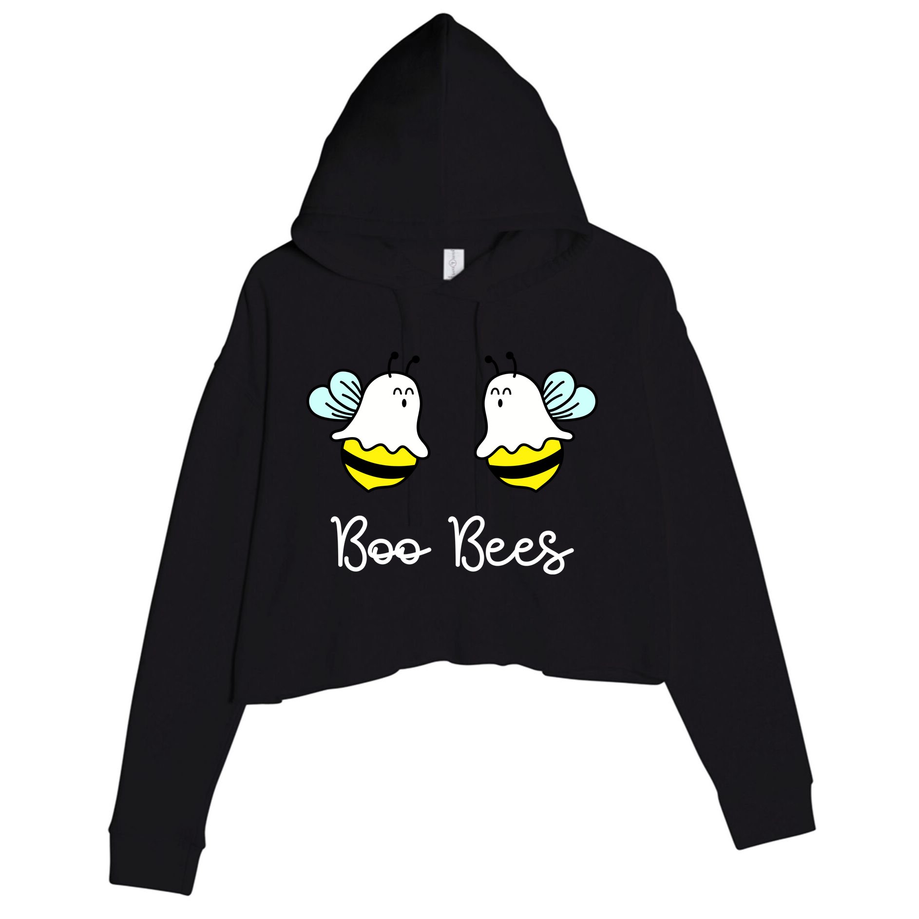Boo Bees Funny Halloween Crop Fleece Hoodie