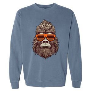 Bigfoot Birthday For Boy Cool Striped Animal Theme Party Garment-Dyed Sweatshirt