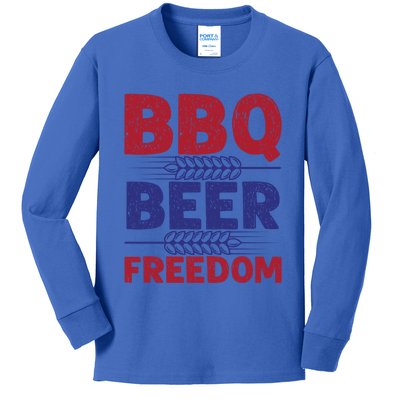 Bbq Beer Freedom Celebration Top Gift Kids Long Sleeve Shirt