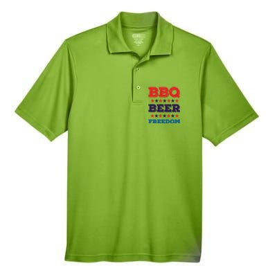 Bbq Beer Freedom Gift America Usa Party 4th Of July Gift Men's Origin Performance Piqué Polo