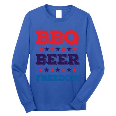 Bbq Beer Freedom Gift America Usa Party 4th Of July Gift Long Sleeve Shirt