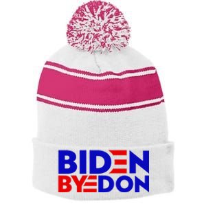 Biden Byedon Funny Politcal Anti Biden Stripe Pom Pom Beanie