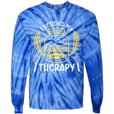 Bread Baking Feeding My Sourdough Is My Therapy Bread Baker Cool Gift Tie-Dye Long Sleeve Shirt