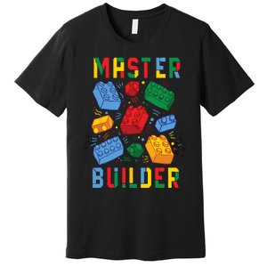 Brick Builder Funny Blocks Building Master Builder Premium T-Shirt