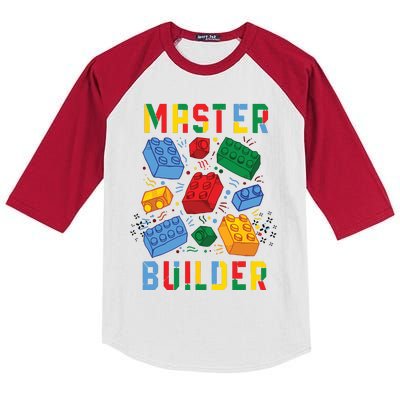 Brick Builder Funny Blocks Building Master Builder Kids Colorblock Raglan Jersey