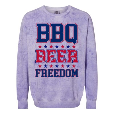 Bbq Beer Freedom Funny Republican Design Gift Colorblast Crewneck Sweatshirt