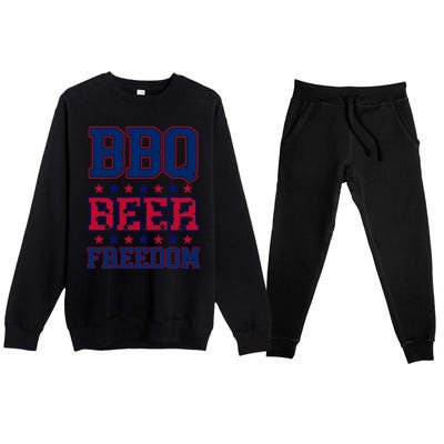 Bbq Beer Freedom Funny Republican Design Gift Premium Crewneck Sweatsuit Set