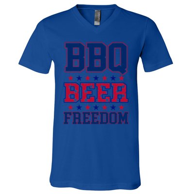 Bbq Beer Freedom Funny Republican Design Gift V-Neck T-Shirt