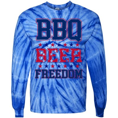 Bbq Beer Freedom Funny Republican Design Gift Tie-Dye Long Sleeve Shirt