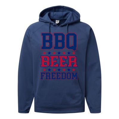 Bbq Beer Freedom Funny Republican Design Gift Performance Fleece Hoodie