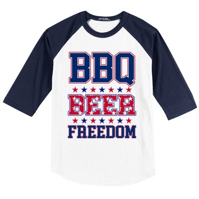 Bbq Beer Freedom Funny Republican Design Gift Baseball Sleeve Shirt