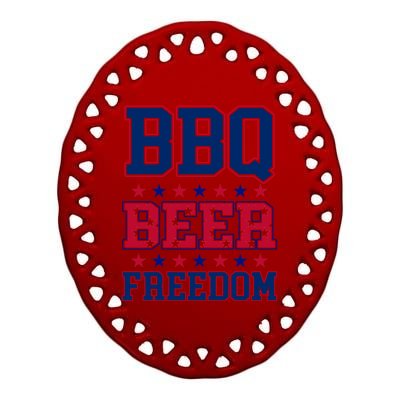 Bbq Beer Freedom Funny Republican Design Gift Ceramic Oval Ornament