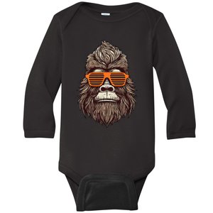 Bigfoot Birthday for Cool Striped Animal Theme Party Baby Long Sleeve Bodysuit