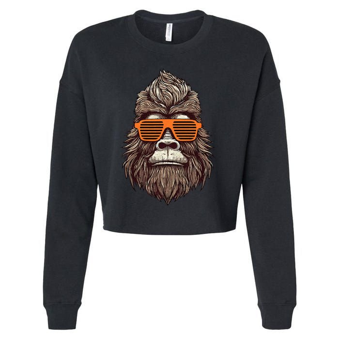 Bigfoot Birthday for Cool Striped Animal Theme Party Cropped Pullover Crew