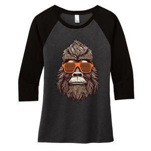 Bigfoot Birthday for Cool Striped Animal Theme Party Women's Tri-Blend 3/4-Sleeve Raglan Shirt