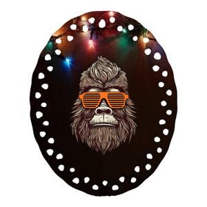 Bigfoot Birthday for Cool Striped Animal Theme Party Ceramic Oval Ornament