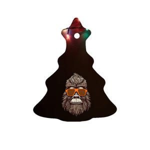 Bigfoot Birthday for Cool Striped Animal Theme Party Ceramic Tree Ornament