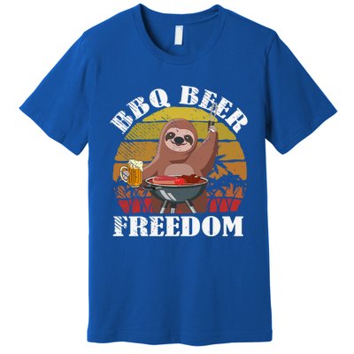 Bbq Beer Freedom Sloth Beer Er Fathers Day Grillers Gift Premium T-Shirt