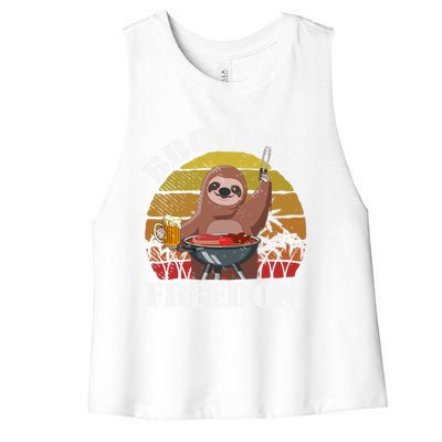 Bbq Beer Freedom Sloth Beer Er Fathers Day Grillers Gift Women's Racerback Cropped Tank