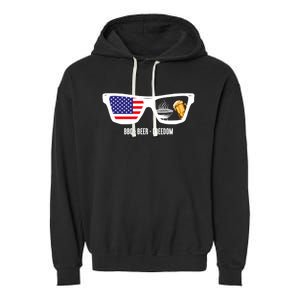 Bbq Beer Freedom Gift Garment-Dyed Fleece Hoodie