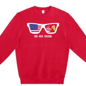 Bbq Beer Freedom Gift Premium Crewneck Sweatshirt