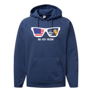 Bbq Beer Freedom Gift Performance Fleece Hoodie