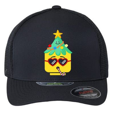 Block Building Figure Tree Christmas Master Builder  Flexfit Unipanel Trucker Cap