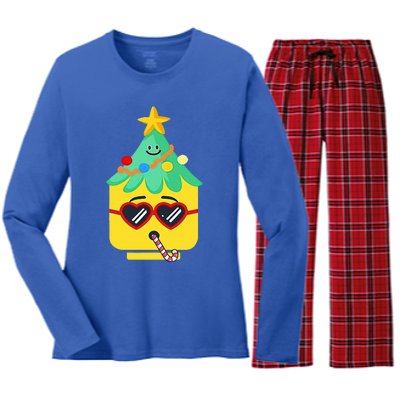 Block Building Figure Tree Christmas Master Builder  Women's Long Sleeve Flannel Pajama Set 