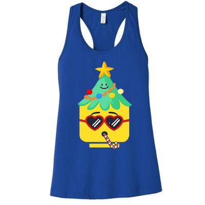 Block Building Figure Tree Christmas Master Builder  Women's Racerback Tank