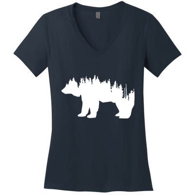 Brown Bear Forest Nature Women's V-Neck T-Shirt