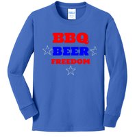 Bbq Beer Freedom Gift Kids Long Sleeve Shirt