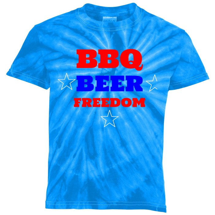 Bbq Beer Freedom Gift Kids Tie-Dye T-Shirt