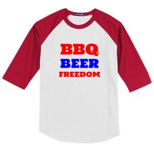 Bbq Beer Freedom Gift Kids Colorblock Raglan Jersey