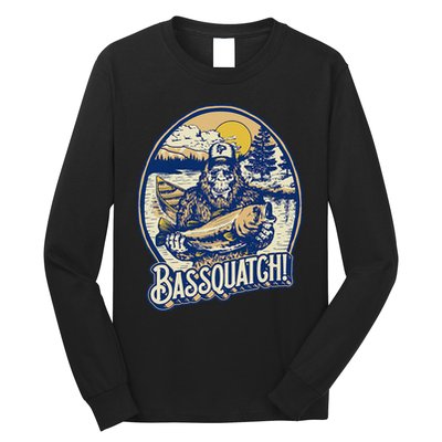 Bassquatch! Bass Fisherman Sasquatch Funny Bigfoot Fishing Long Sleeve Shirt