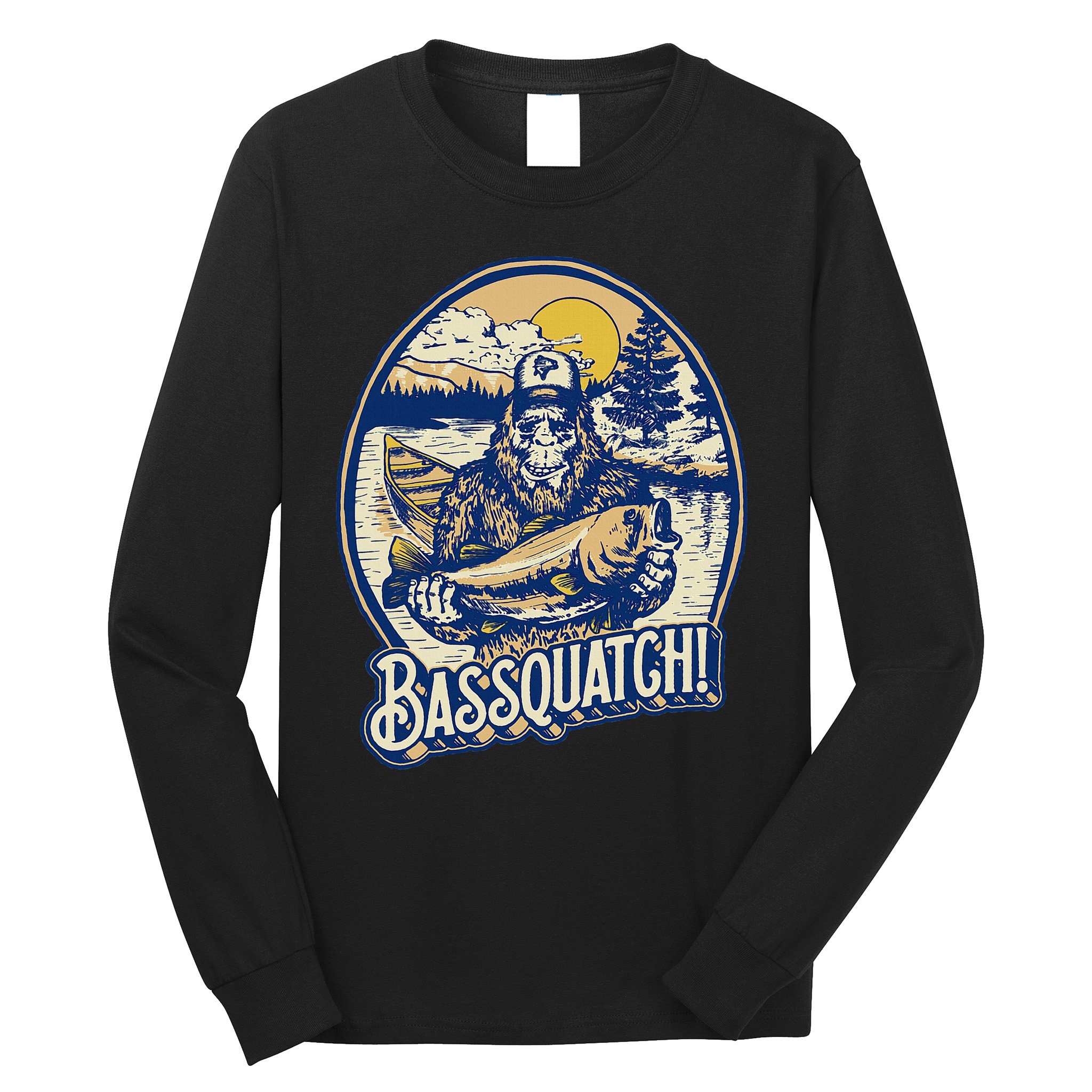 Bassquatch! Bass Fisherman Sasquatch Funny Bigfoot Fishing Long Sleeve Shirt