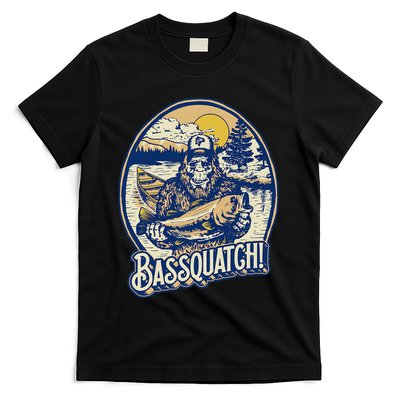 Bassquatch! Bass Fisherman Sasquatch Funny Bigfoot Fishing T-Shirt