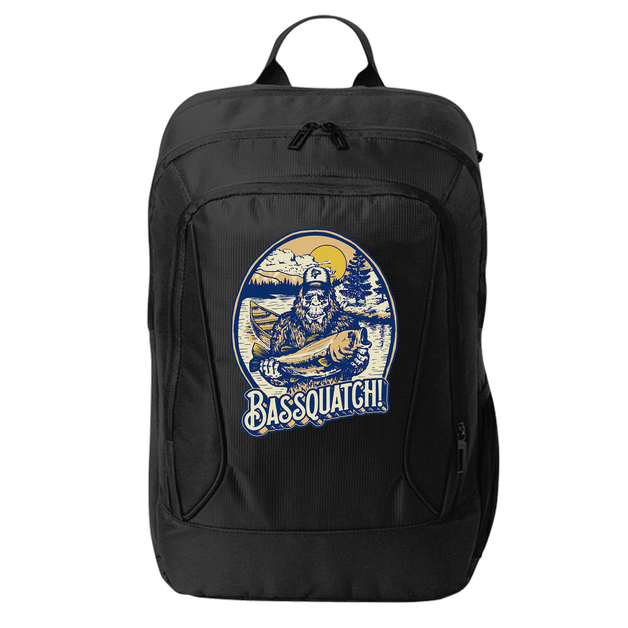 Bassquatch! Bass Fisherman Sasquatch Funny Bigfoot Fishing City Backpack