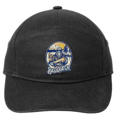 Bassquatch! Bass Fisherman Sasquatch Funny Bigfoot Fishing 7-Panel Snapback Hat