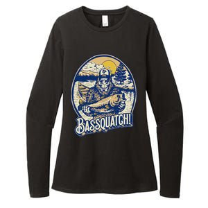 Bassquatch! Bass Fisherman Sasquatch Funny Bigfoot Fishing Womens CVC Long Sleeve Shirt