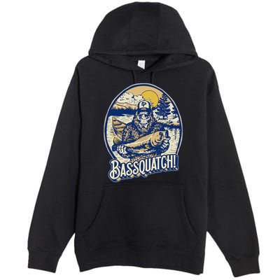 Bassquatch! Bass Fisherman Sasquatch Funny Bigfoot Fishing Premium Pullover Hoodie