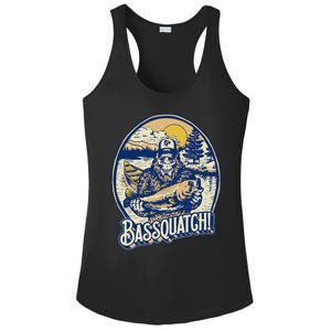 Bassquatch! Bass Fisherman Sasquatch Funny Bigfoot Fishing Ladies PosiCharge Competitor Racerback Tank