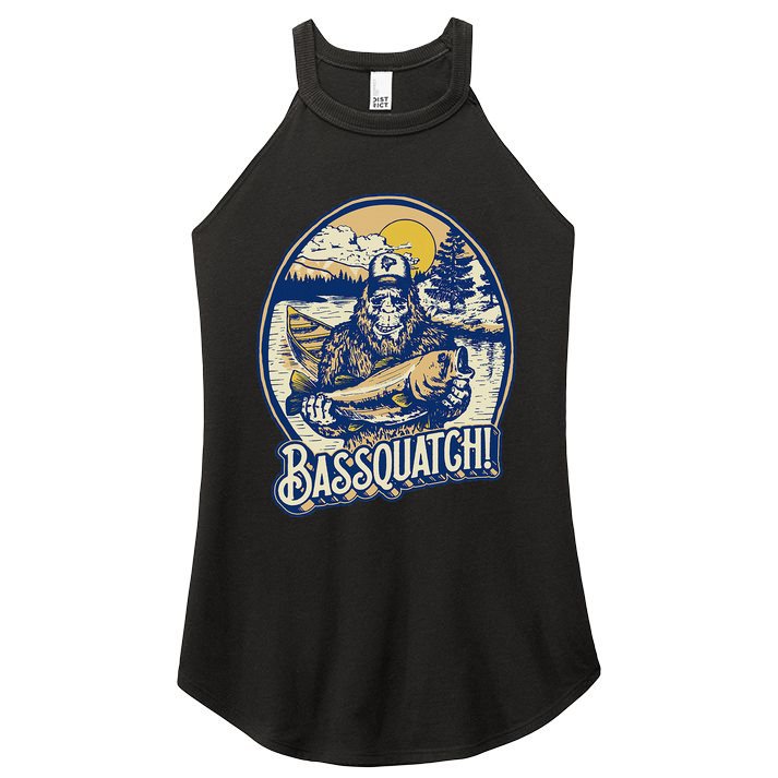 Bassquatch! Bass Fisherman Sasquatch Funny Bigfoot Fishing Women's Perfect Tri Rocker Tank