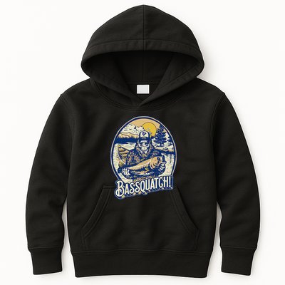 Bassquatch! Bass Fisherman Sasquatch Funny Bigfoot Fishing Kids Hoodie