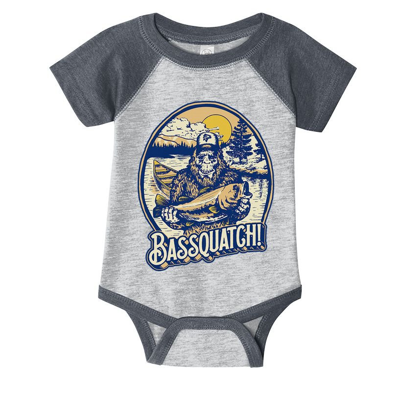 Bassquatch! Bass Fisherman Sasquatch Funny Bigfoot Fishing Infant Baby Jersey Bodysuit
