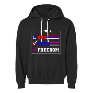 Bbq Beer Freedom Gift Garment-Dyed Fleece Hoodie