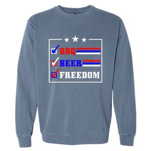 Bbq Beer Freedom Gift Garment-Dyed Sweatshirt