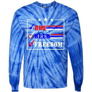 Bbq Beer Freedom Gift Tie-Dye Long Sleeve Shirt