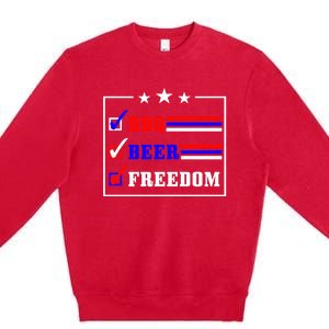 Bbq Beer Freedom Gift Premium Crewneck Sweatshirt