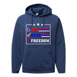 Bbq Beer Freedom Gift Performance Fleece Hoodie