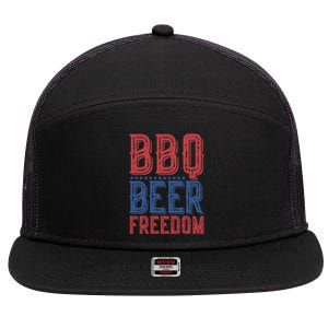 Bbq Beer Freedom Gift 7 Panel Mesh Trucker Snapback Hat